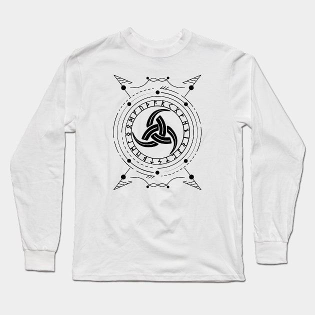 Triple Horn of Odin | Norse Pagan Symbol Long Sleeve T-Shirt by CelestialStudio